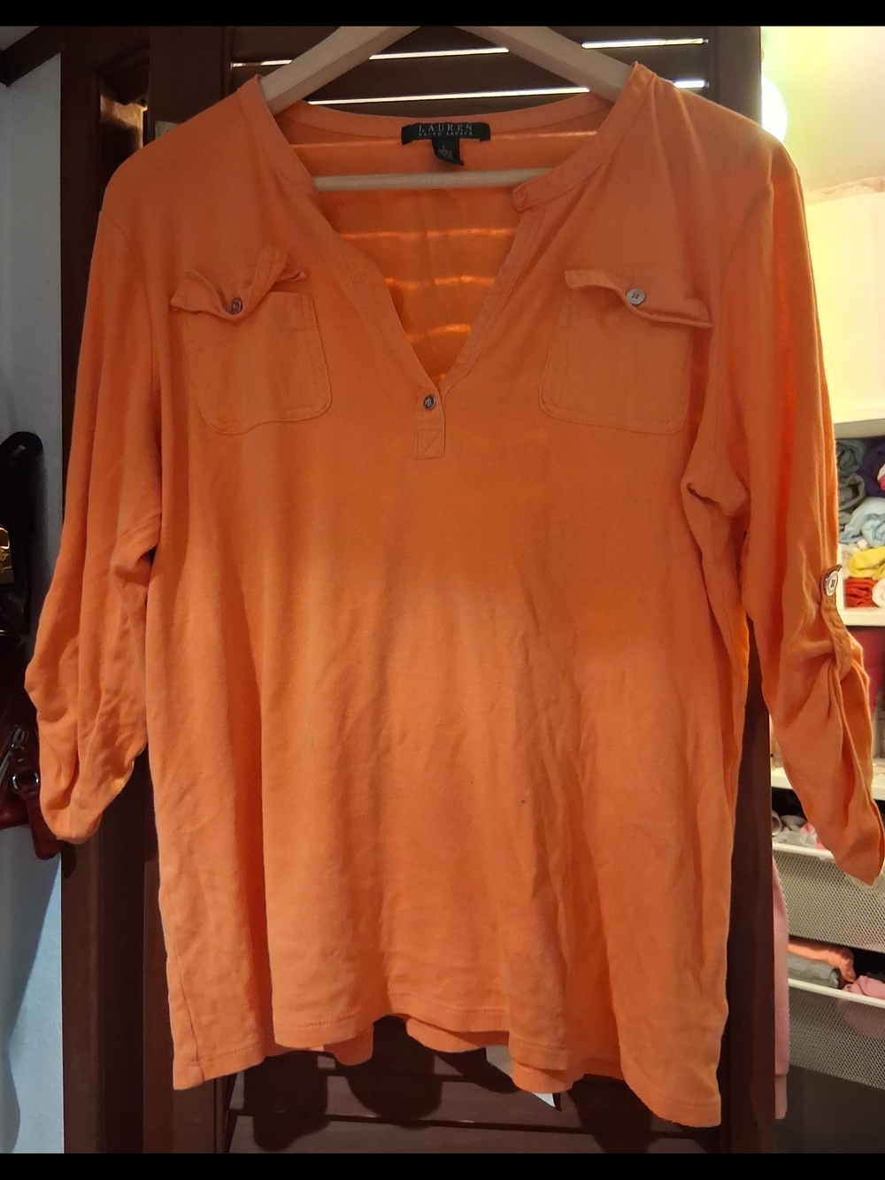 Lauren Ralph Lauren Orange V-Neck